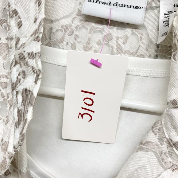 Alfred Dunner Shirt Women 10 Floral Botanical Collared Inset Long Sleeve Button - Picture 3 of 7